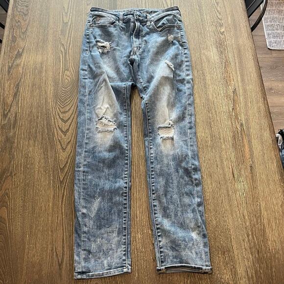 American Eagle Outfitters Other - American Eagle Mens Slim Straight Jeans Distressed Medium Wash Blue Size 29x32